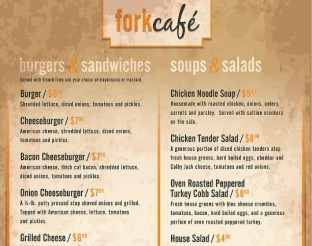 View Fork Cafe Menu